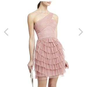 BCBG MAXAZRIA SEPIA ELLA ONE SHOULDER dusty pink